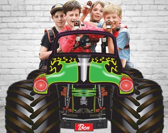 Monster Truck Photo Prop Frame, personalised Party Prop, Backdrop, Digital Download - PRINTABLE - trucks, Monster Jam, 4th, 5th, 6th
