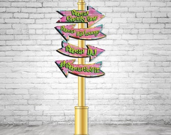 Fresh Prince Photo booth Backdrop - PRINTABLE - 80s, 90s, party decorations, Prop, directional signs, Arrows, 3rd, 5th, 6th, 7th, 21st, 16th