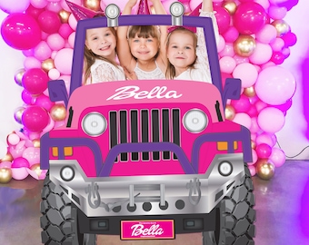 Giant Personalised Doll Jeep prop - PRINTABLE - 3rd, 4th, 5th, 6th, 7th party decorations, Photo Booth Prop, instagram prop