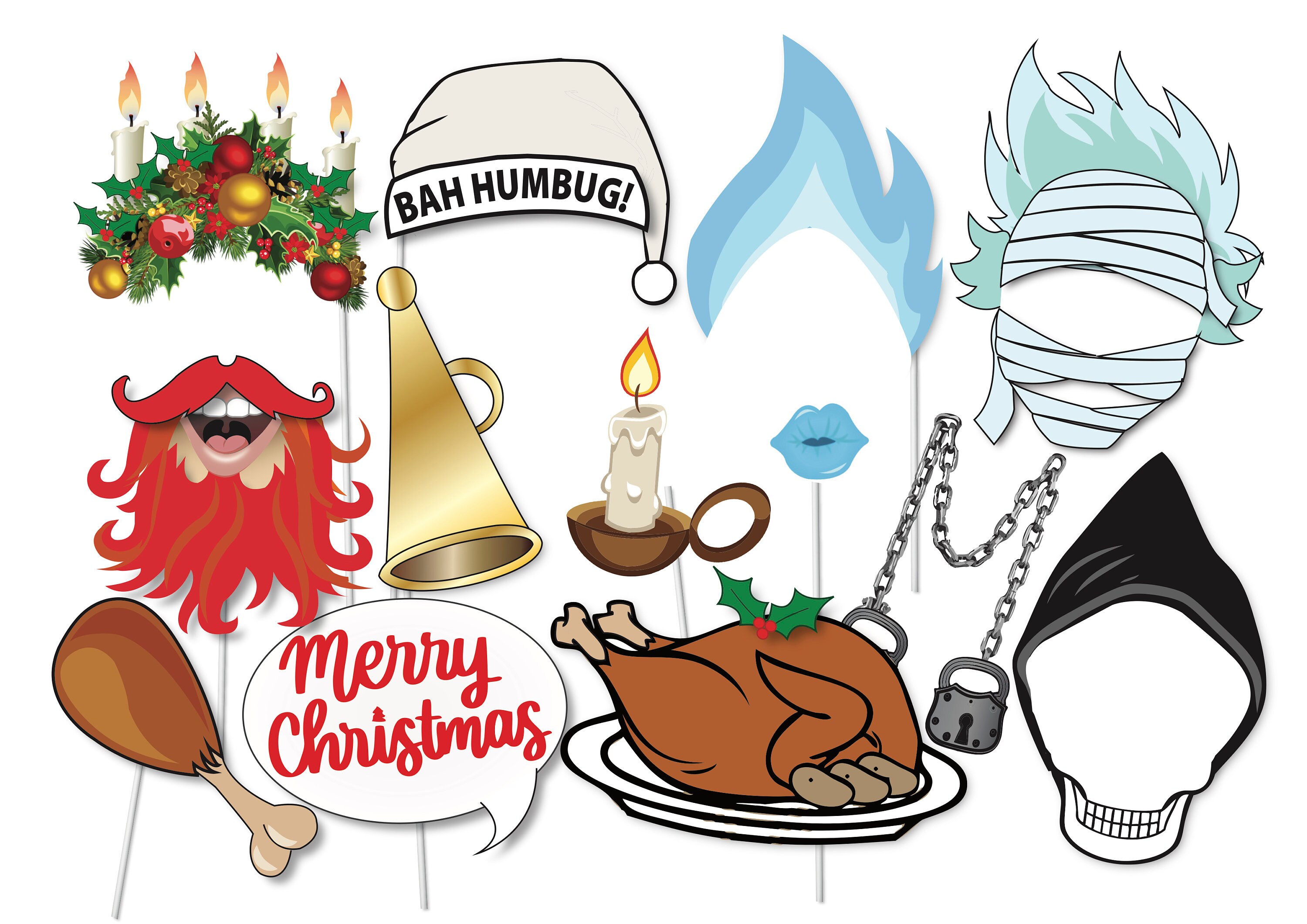 A Christmas Carol Photobooth party Props 13 Piece PRINTABLE Etsy