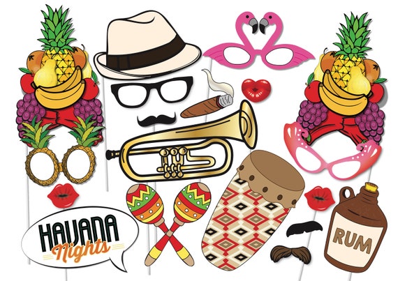 Havana Nights Photo Booth Props Set 20 Piece Printable Etsy