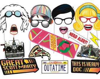 Back to the future Photo booth Props - PRINTABLE - 80s party decorations, PhotoBooth Props, great scott, 1980, Marty McFly
