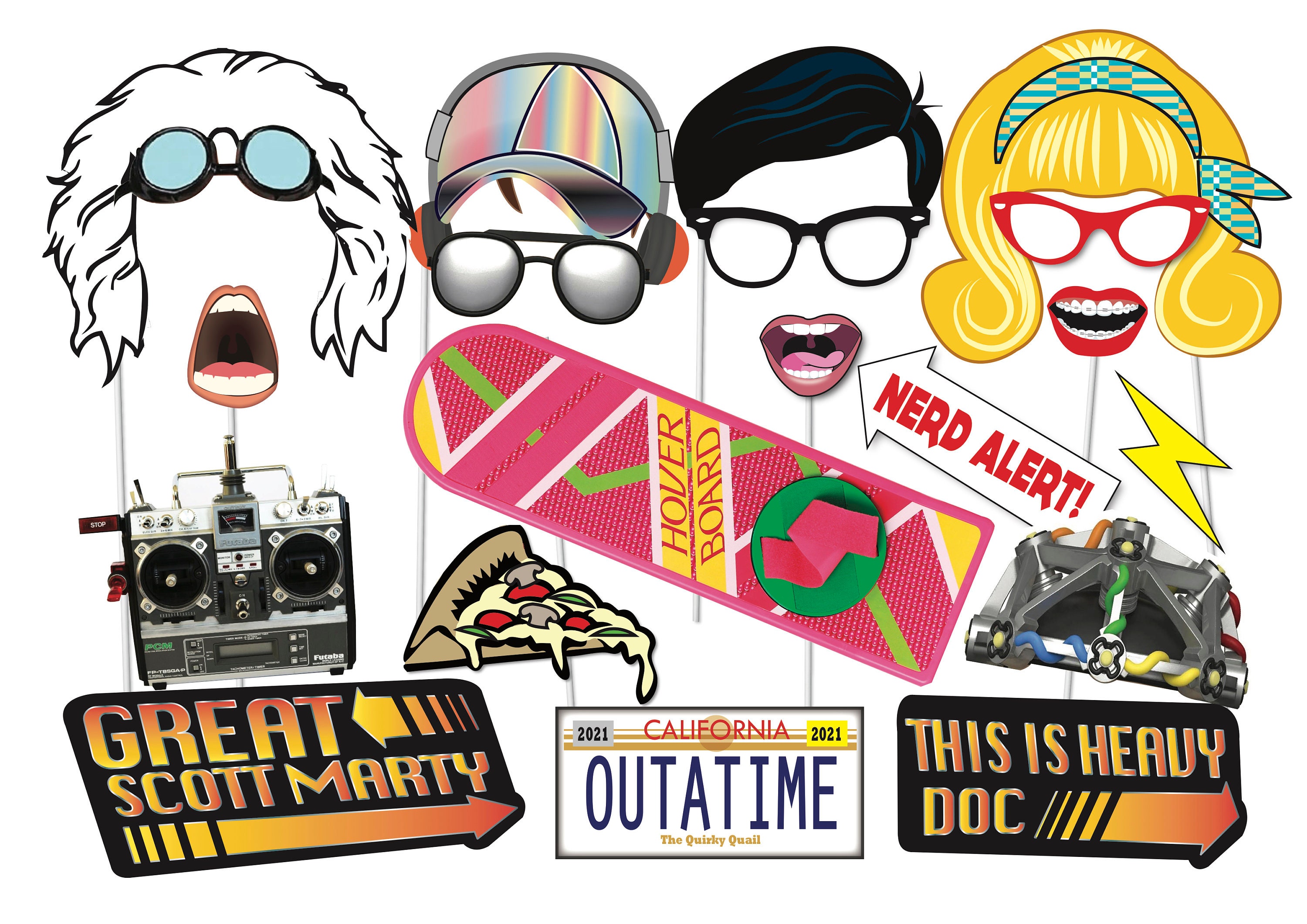 Back to the future Photo booth Props PRINTABLE 80s party | Etsy