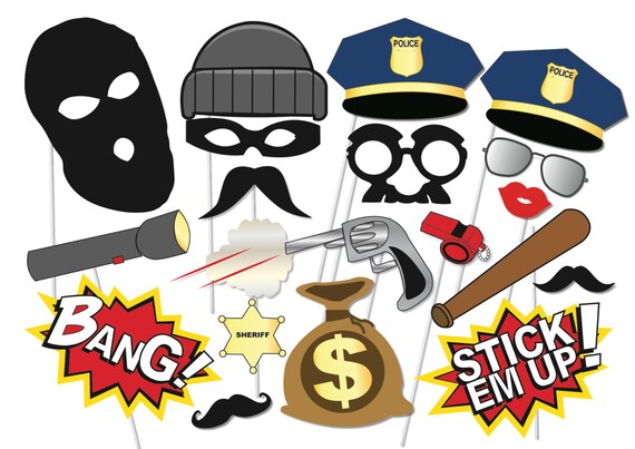 Cops And Robbers Party Photo Booth Props Set Piece Etsy Cops And Robbers Party Photo Booth Props Set Piece Etsy