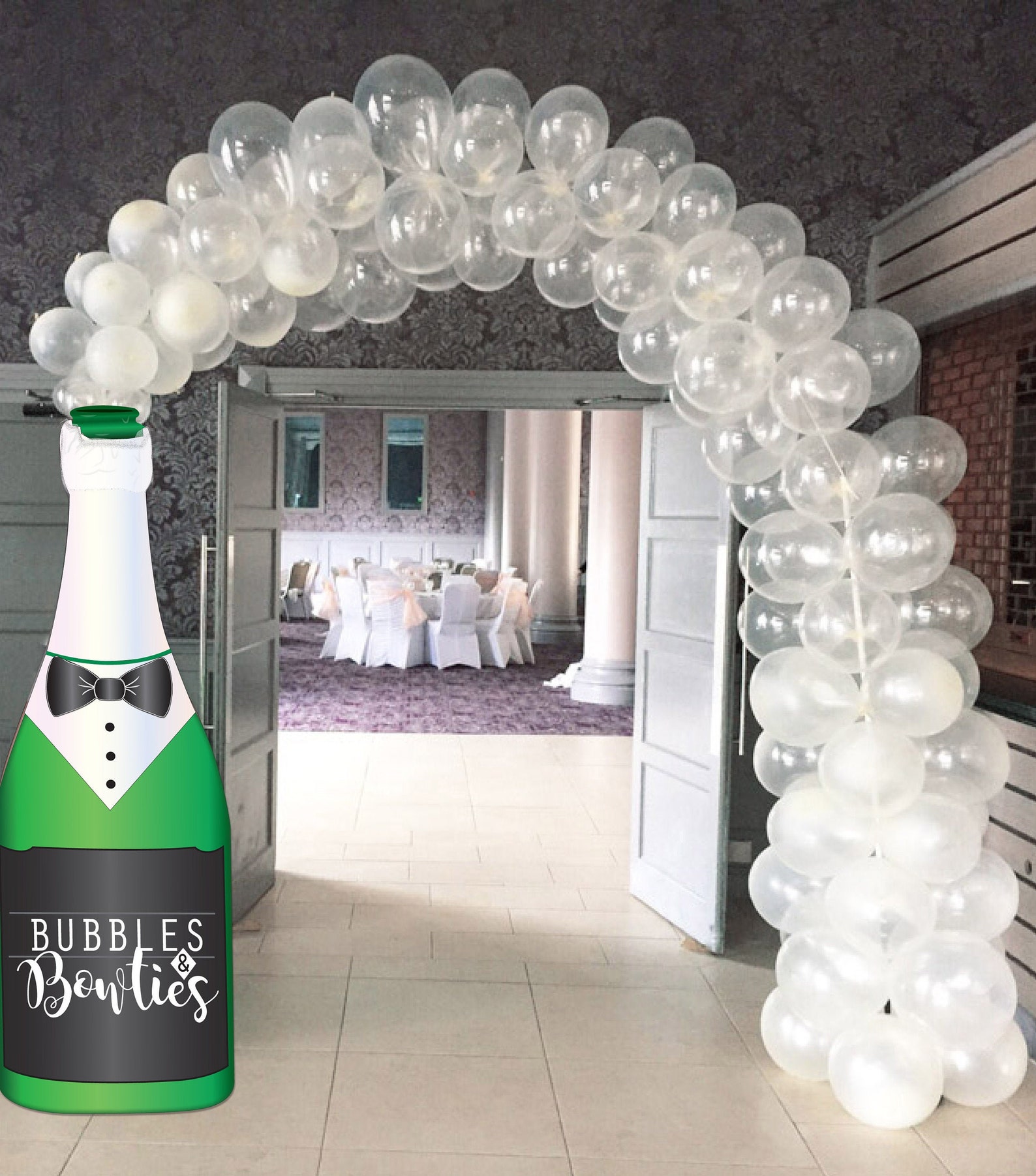 Bubbles and Bowties Giant Champagne Bottle Prop PRINTABLE Etsy