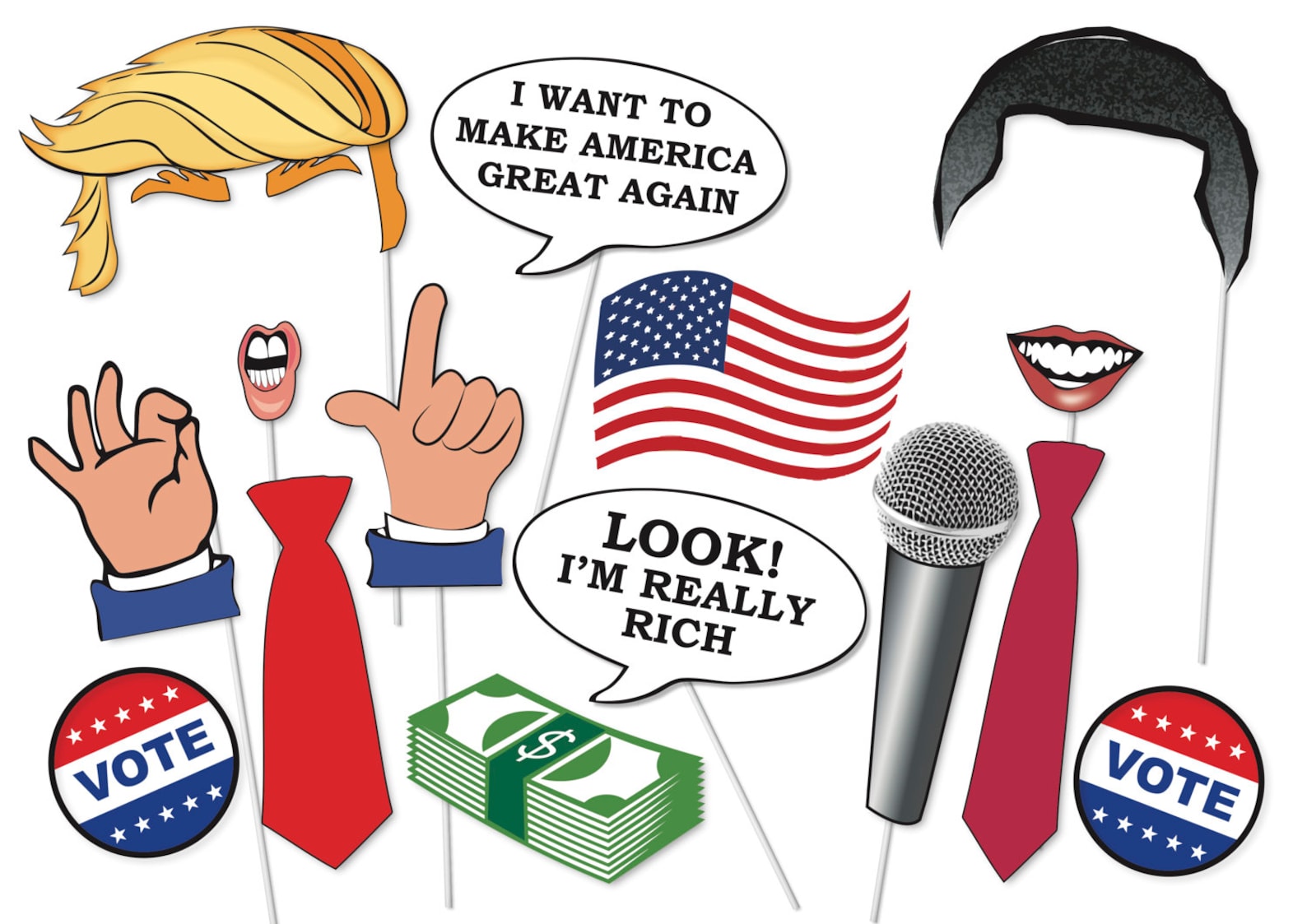 Presidents Day Photo booth Props Set 20 Piece PRINTABLE | Etsy