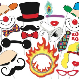 Carnival Party Photo booth Props Set 22 Piece PRINTABLE | Etsy