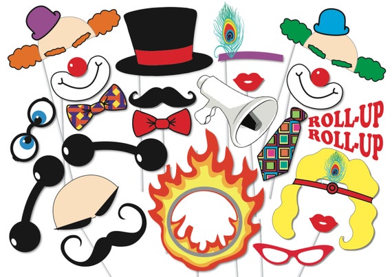 Carnival Party Photo booth Props Set 22 Piece PRINTABLE | Etsy