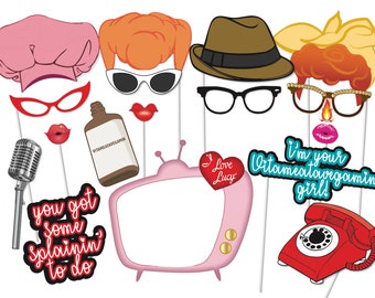 I Love Lucy 1950's Photo booth Props - PRINTABLE - 50s party decorations, PhotoBooth Props, fifties, 1950