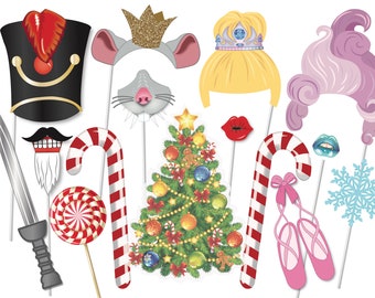Nutcracker Photo Booth Props Set - 18 Piece PRINTABLE - Christmas Movie, Sugar Plum Fairy, Mouse King, Instant download pdf