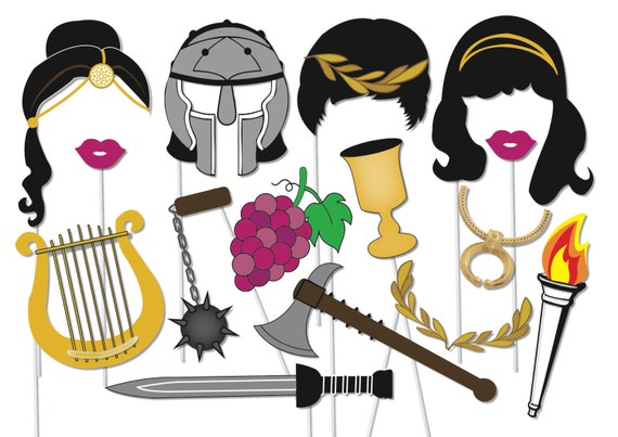 Toga Party Photo Booth Props Set 14 Piece Printable Game Etsy