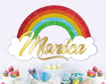 Personalized Rainbow Party sign, Wizard of OZ Photo booth prop - PRINTABLE - Over the Rainbow, party decoration