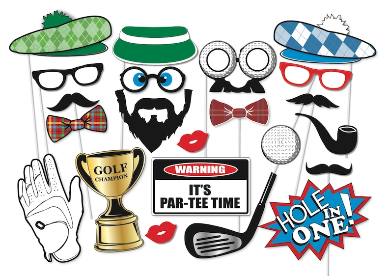 Golf Party Photo Booth Props Set 22 Piece PRINTABLE Golfer | Etsy