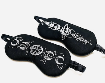 Moon Phases Sleep Mask Black Sleep Mask Eye Mask Travel Sleep Mask Spa Eye Mask.