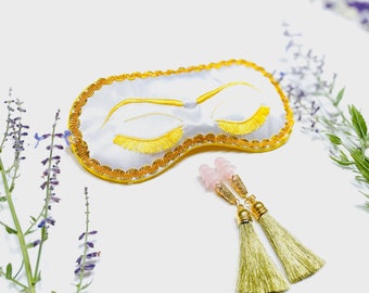 Audrey Hepburn Sömnmask: "Frukost på Tiffany's"-stil, guldfärgade ögonfransar