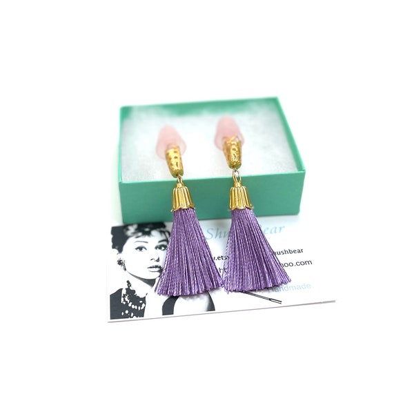 Breakfast at Tiffanys Tassel Ear Plugs Audrey Helburn Ear Plugs Lavande Tassel Ear Plugs.