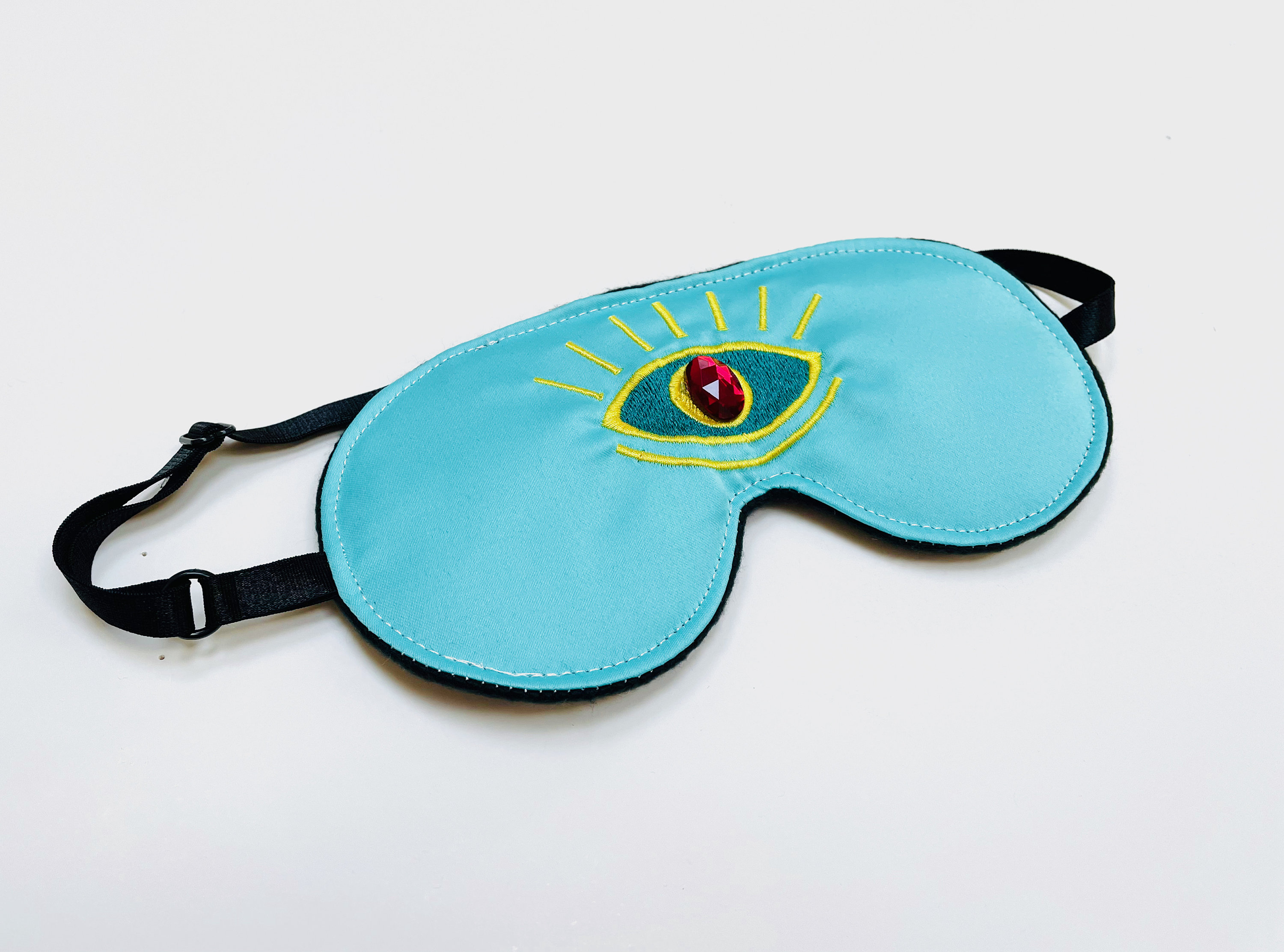 Third Eye Sleep Mask: Aqua Satin Travel Blindfold With Red Crystal - Etsy