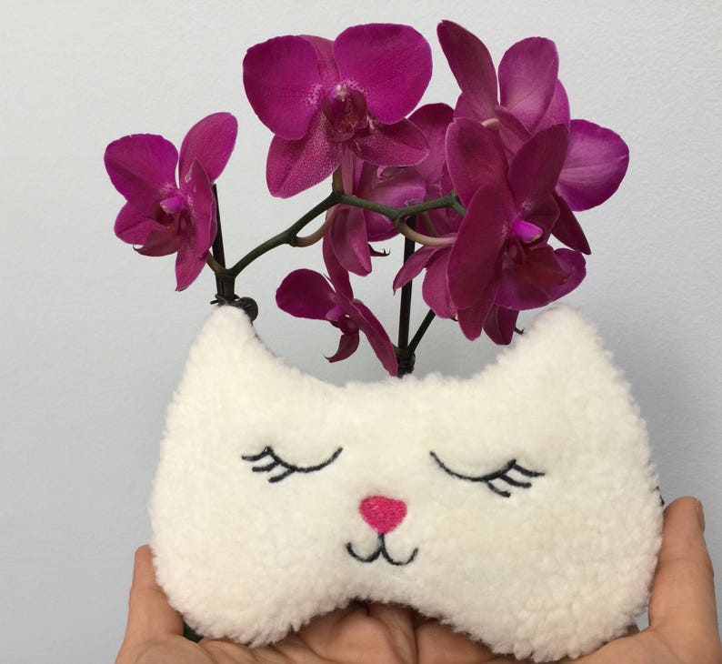 White Furry Cat Mask Kitty Sleep mask Cat Sleep Mask Etsy