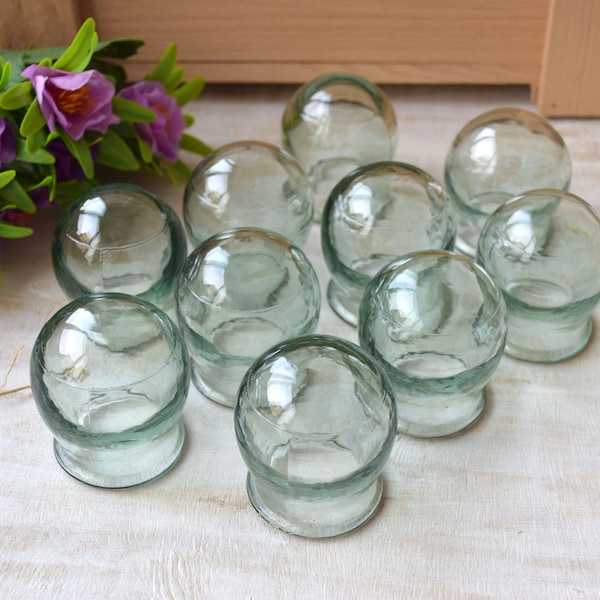 Glas-Gläser für Massage 10 Stück Medizinversorgung sowjetischen Vintage Made in UdSSR Set Schröpfen medizinische Flaschen medizinisches Instrument Oma Geschenk