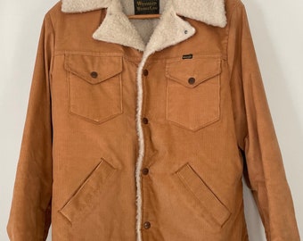 Vintage 70s Rare Wrangler Wrange Sherpa Lined Tan Corduroy Jacket Made In USA