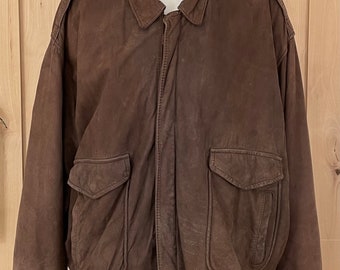 Vintage 1990’s Brown Leather Bomber Jacket- 3X