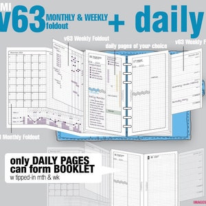 v63 monthly & weekly foldout + daily pages / Life Mapping Components - Filofax Inserts TN Printables Binder Planner Midori