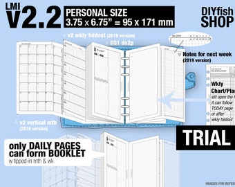 filofax personal inserts etsy