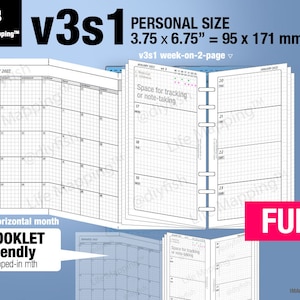 FULL PERSONAL v3s1 w/o DAILY May 2024 to April 2025 Filofax Inserts Refills Printable Binder Planner Midori. image 1