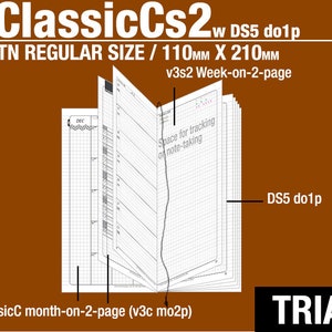 May to July 2024 /Trial [TN regular ClassicC s2 with DS5 do1p] - Midori Travelers Notebook Refills Printable Planne