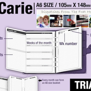 May to July 2024 /Trial [A6 vCarie Weekly Planner] -Filofax Inserts Refills Printable Binder Planner Midori.