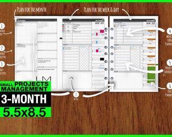 May to July 2024 /Trial [Half letter SPM] -Small Projects Management / Filofax Inserts Refills Printable Binder Planner