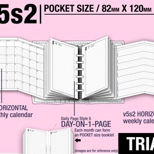 May to July 2024 /Trial [POCKET v5s2 w DS5 do1p] - Filofax Inserts Refills Printable Binder Planner Midori.