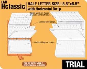 Half Letter Size, Hclassic with Horizontal do1p (PDF Download) / September to November 2026 / Filofax Planner Inserts & booklet