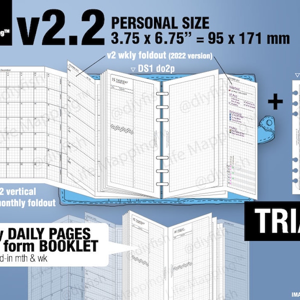 April to June 2024 /Trial [PERSONAL v2.2 w ds1 do2p] - DIYfish Filofax Inserts Refills Printable Binder Planner Midori.