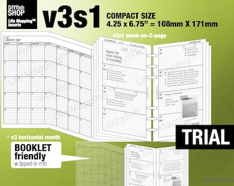 B6slim FCC Size, v3s1 set / May to July 2026 / Monthly & weekly (PDF Download) / Filofax Planner Inserts and booklet