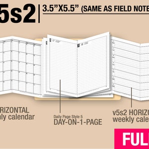 FULL [FIELD NOTES v5s2 w DS5 do1p] September 2025 to August 2026 - Midori Travelers Notebook Refills Printable Planner.