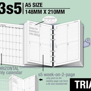 A5 Size, v3s5 set / April to June 2026 / Monthly & weekly (PDF Download) / Filofax Planner Inserts