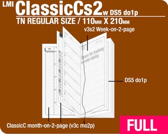 FULL [TN regular ClassicC s2 with DS5 do1p] May 2024 to April 2025 - Midori Travelers Notebook Refills Printable Planne