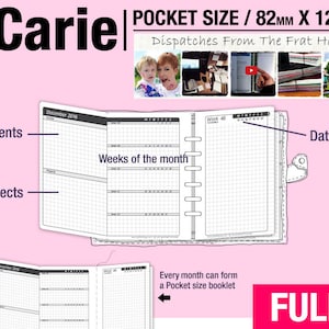 FULL [POCKET vCarie Weekly Planner] September 2025 to August 2026 - Filofax Inserts Refills Printable Binder Planner Midori.