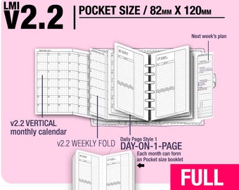 Pocket Size, v2.2 set with ds1 do1p (PDF Download) / May 2026 to April 2027 / Filofax Planner Inserts & booklet
