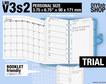 Personal Size, v3s2 set / May to July 2026 / Monthly & weekly (PDF Download) / Filofax Planner Inserts and booklet