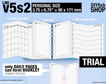 Personal size v5s2 set with ds5 do1p/ May to July 2026 /Monthly Weekly&daily (PDF Download)/Filofax PlannerInsertsbooklet