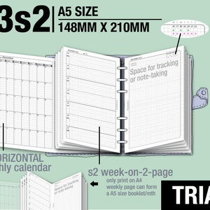 Teste [A5 v3s2 s/diário] Setembro a novembro de 2025 - Filofax Inserts Recargas Pasta para impressão Planejador Midori.