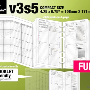 Full [FC compact / B6 slim v3s5 w/o DAILY ] September 2025 to August 2026 - Filofax Inserts Refills Printable Binder Planner Midori