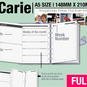 A5 Size, vCarie set / January to December 2026 / Monthly & weekly (PDF Download) / Filofax Planner Inserts