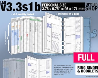 Personal Size, v3.3 s1b set / May 2026 to April 2027 / Monthly & weekly (PDF Download) / Filofax Planner Inserts and booklet