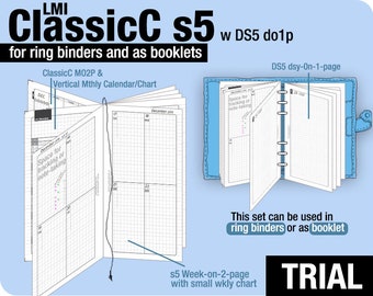 May to July 2024 /Trial [PERSONAL ClassicC S5 with DS5 do1p] - Filofax Inserts Refills Printable Binder Planner Midori.