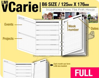 FULL [B6 vCarie Weekly Planner] May 2024 to April 2025 - Filofax Inserts Refills Printable Binder Planner Midori.