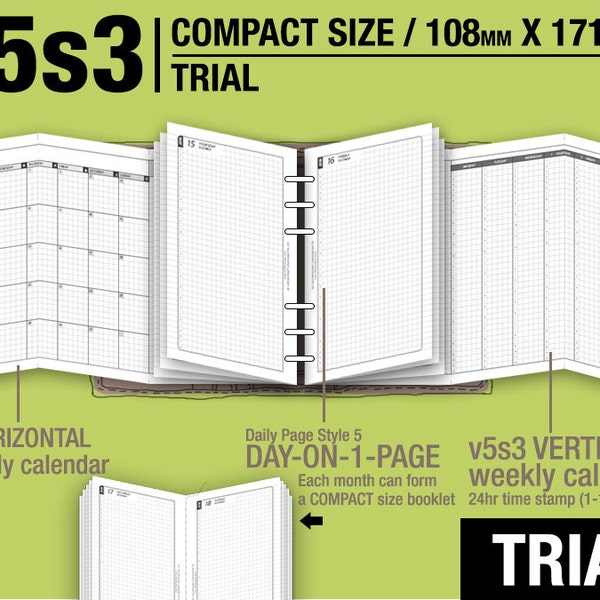 May to July 2024 /Trial [FC compact / B6 slim  v5s3 w ds5 do1p] - Filofax Inserts Refills Printable Planner Midori.