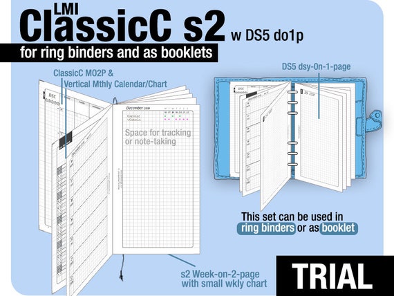 Mar to May 2024 /trial PERSONAL Classicc S2 With DS5 Do1p Filofax Inserts  Refills Printable Binder Planner Midori. 